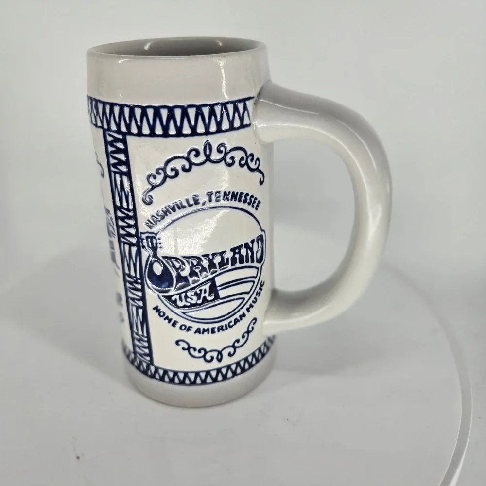 Vintage Opryland USA Grand Ole Opry House Beer Stein Ceramarte Brazil Blue White